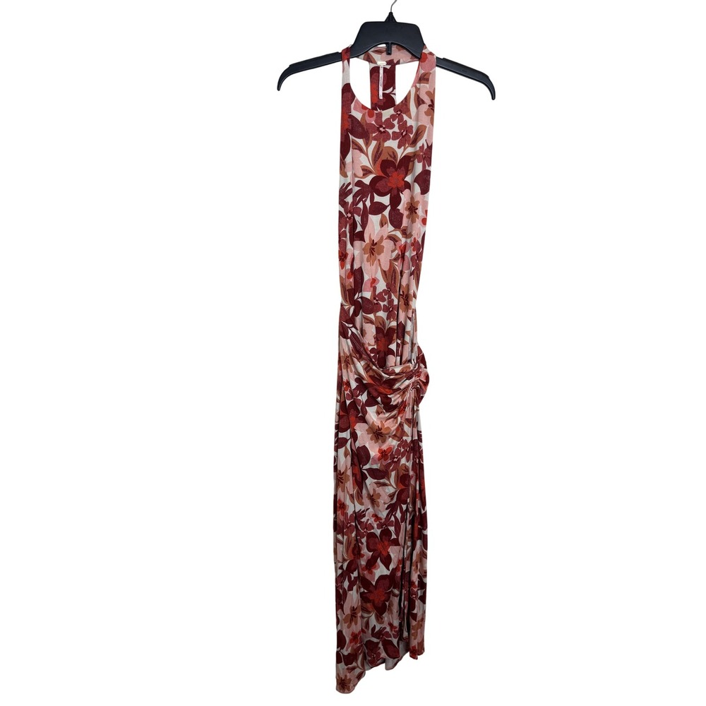 Free People Maxi Dress Womens‎ Large Floral Ruched Side Sleeveless Boho Summer